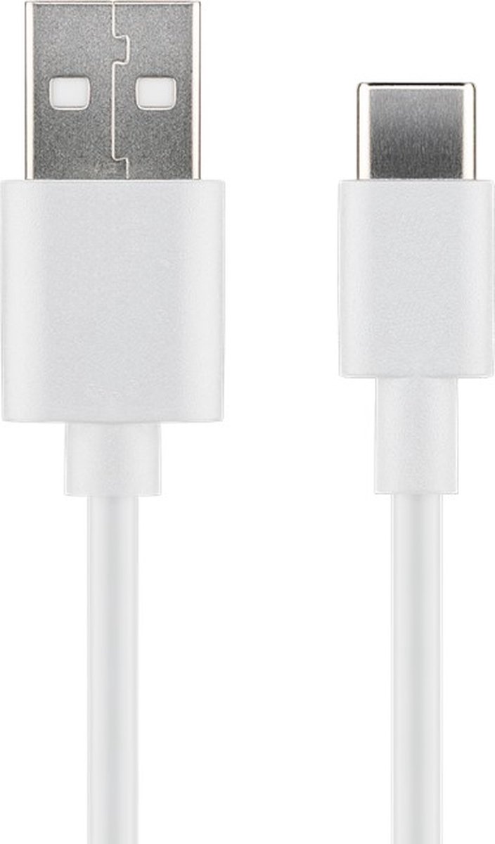 Powteq - 3 meter premium USB A naar USB C kabel - Wit - USB 2.0