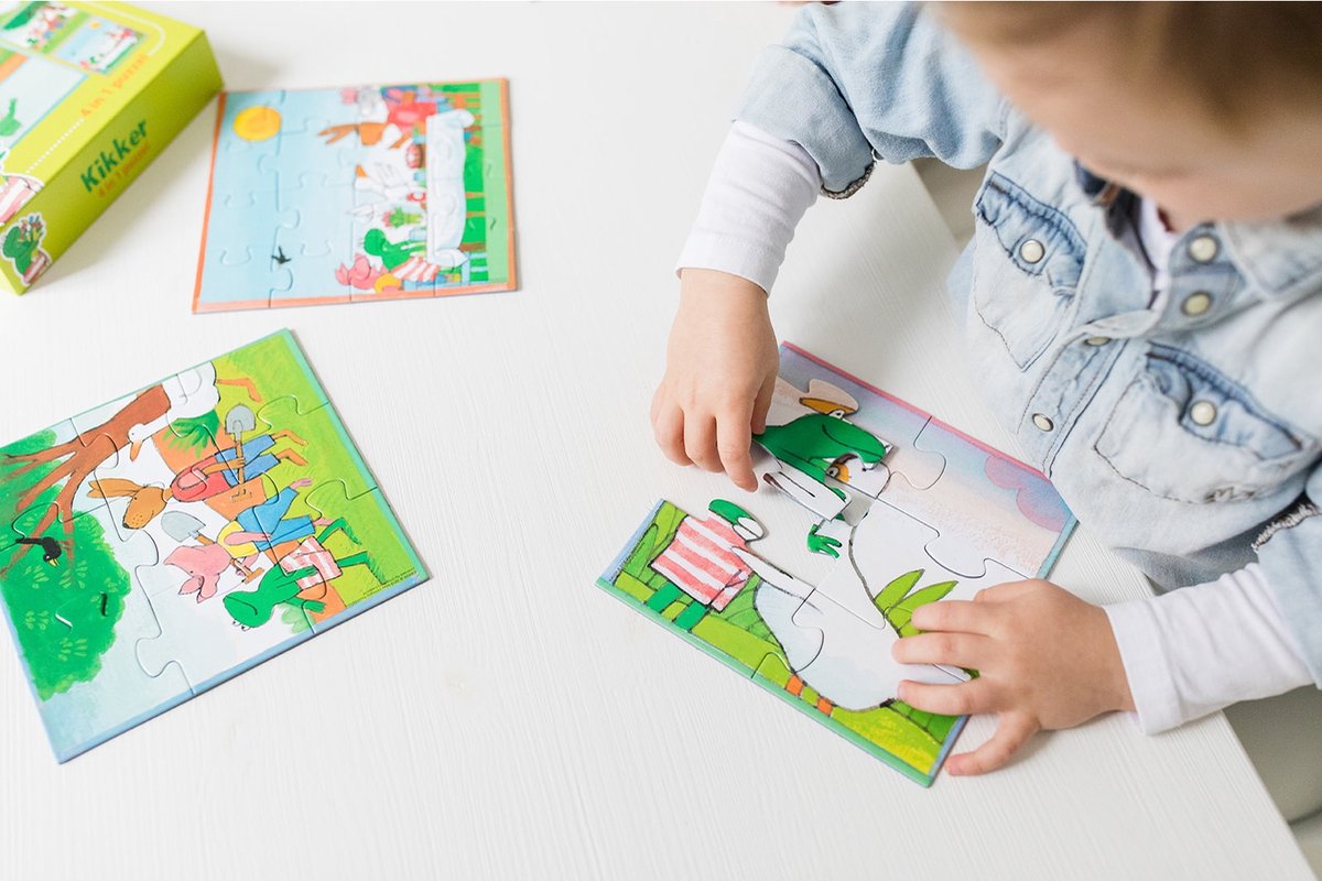 Kikker puzzel 4 in 1 educatief peuter speelgoed - kinderpuzzel 4x6x9x16 stukjes leren puzzelen - cadeautip puzzel 3 jaar en ouder - Bambolino Toys — afbeelding 13