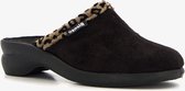 Blenzo dames pantoffels zwart met luipaard detail - Maat 41 - Sloffen