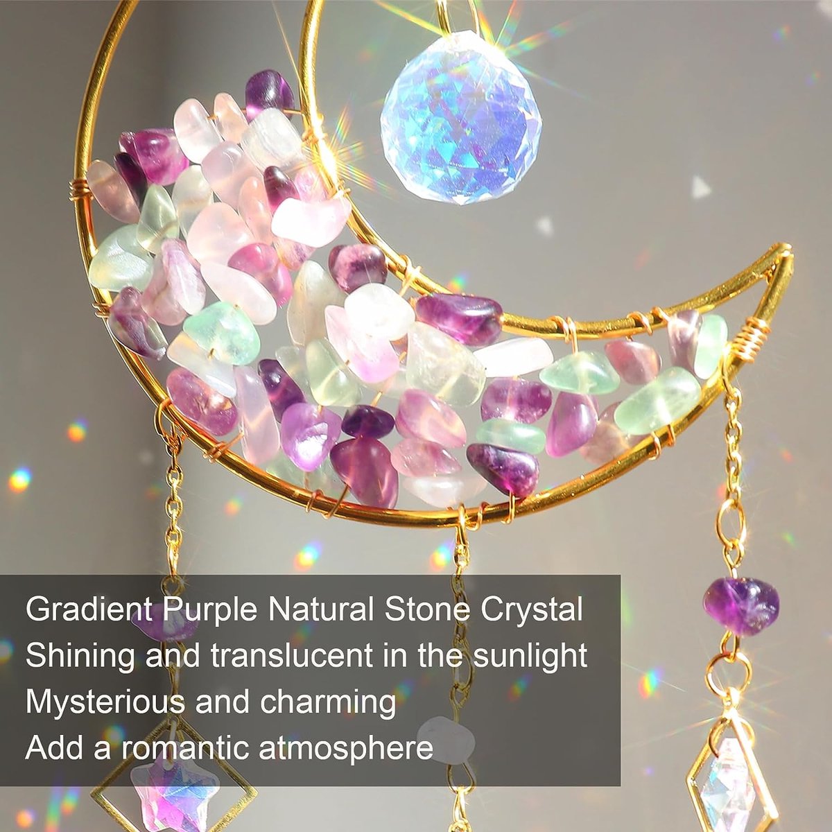 Pendentif en forme d'aile d'ange en cristal avec boule de cristal  arc-en-ciel, attrape-soleil pour fenêtre, maison, jardin, décoration,  cadeaux : : Jardin
