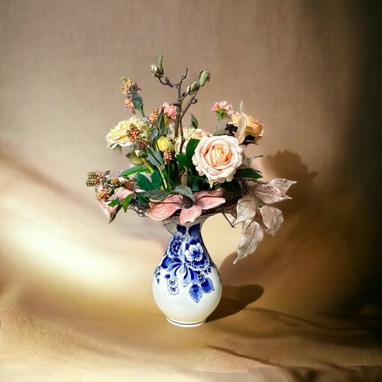 Seta Fiori - zijden bloemen - kunst boeket - peach - 40cm -