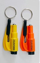 KeyHammer 'Pocket 2-in-1' - Marteau de sécurité Voiture - Marteau de sécurité sur porte-clés - Marteau d'urgence - Lifehammer Car - Jaune