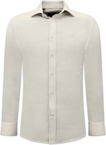 Chemisier Oxford Uni Homme - Coupe Slim Stretch - Beige
