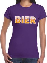 Bier tekst t-shirt paars dames S