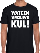 Wat een vrouwe kul heren t-shirt zwart XL