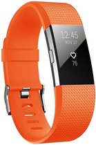 Geschikt voor Fitbit Charge 2 siliconen bandje - oranje - Maat L
