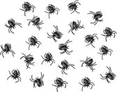 PartyDeco Horror/Halloween griezel spinnetjes - 100x - kunststof - zwart - 3 cm