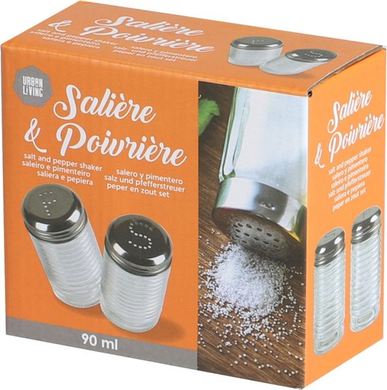 Salière Et Poivrière En Verre - Lot De 2 Avec Couvercles Métal | Design Transparent Pour Sel Rose, Sel Casher, Sel D'ail Et épices