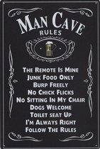 Metalen wandbord Mancave Rules - 20 x 30 cm