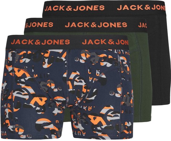Jack&Jones Heren Jacneon Logo Trunks 3 Pack Navy Blazer Black Mountain view XL