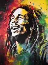 Bob Marley Poster - One Love - Reaggae Music - Graffiti Art - Posters Geschikt om in te lijsten - 43,2 x 61 cm (A2+)