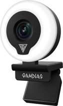 High-End Live Streaming Ring Light Camera / Webcam met LED Verlichting en Microfoon - Gamdias Iris M1