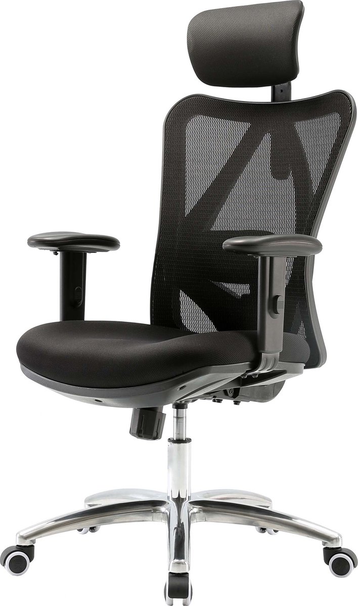 MCW Bureaustoel MCW-J86, bureaustoel, ergonomisch, verstelbare lendensteun 150kg belastbaar ~ zonder voetsteun, zwart