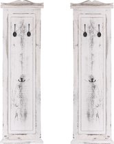 Set van 2 kapstokken T33, wandkapstok, kapstokpaneel, wandhaken hout 109x28x4cm ~ wit shabby