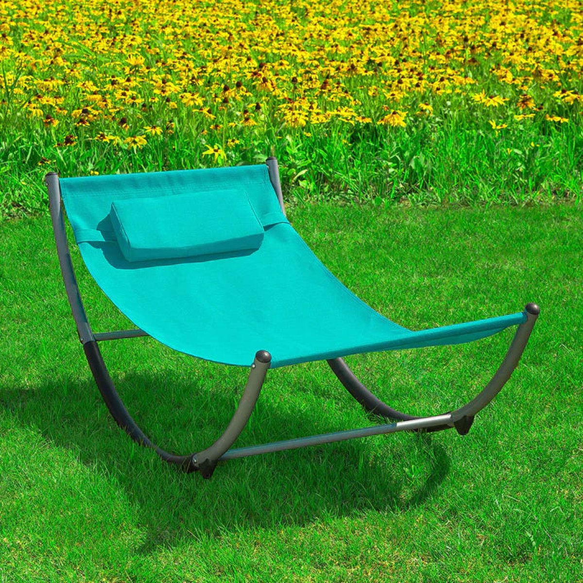 Rootz Outdoor Kinderen Schommelhangmat Ligstoel - Metalen frame Textileen oppervlak - Blauw