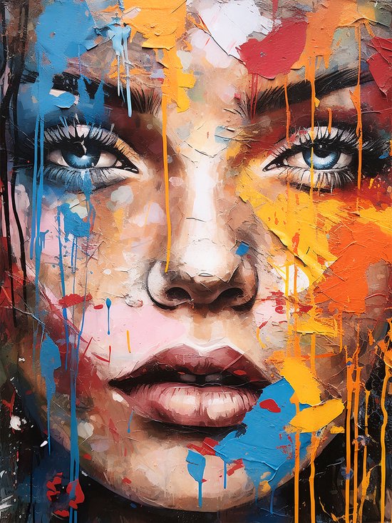 Girl Painting Poster - Face Posters - Graffiti Art - Geschikt om in te lijsten - 43,2 x 61 cm (A2+)