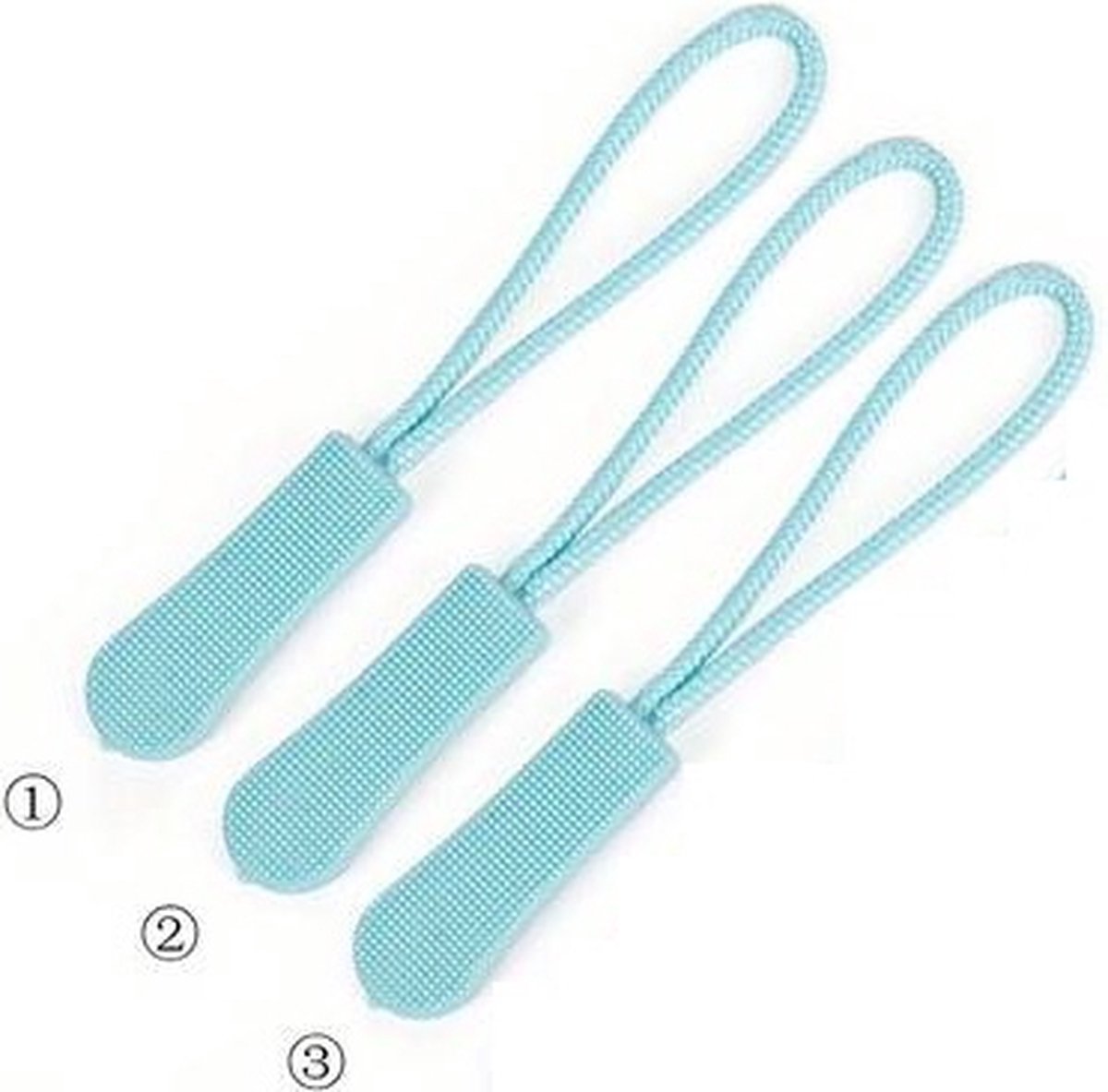 Zipper puller turquoise - ritstrekker - 3 stuks