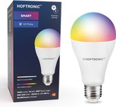 Hoftronic Smart - E27 smart lamp - LED - Besturing via app - WiFi - Bluetooth - Dimbaar - Slimme verlichting - A65 - 14 Watt - 1400 lumen - 230V - 2700-6000K - RGBWW - 16.5 miljoen kleuren - Grote fitting - Compatibel met alle smart assistenten