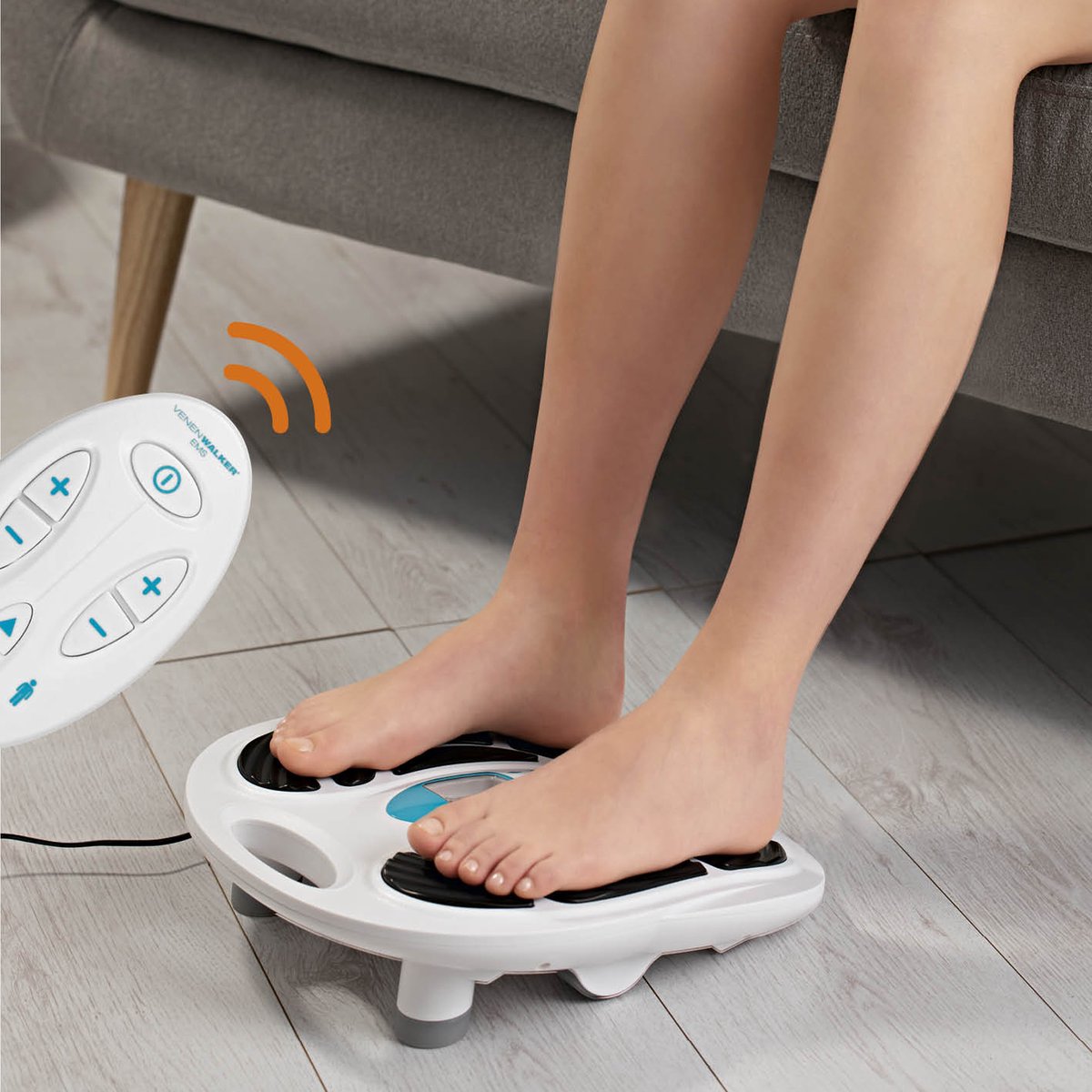 Goedkoopste VenenWalker® Doorbloedingstimulator afstandsbediening | 4 spierstimulatiepads EMS | EMS-trainingsapparaat bevordert doorbloeding in vermoeide benen, kuiten en voeten | EMS-trainer