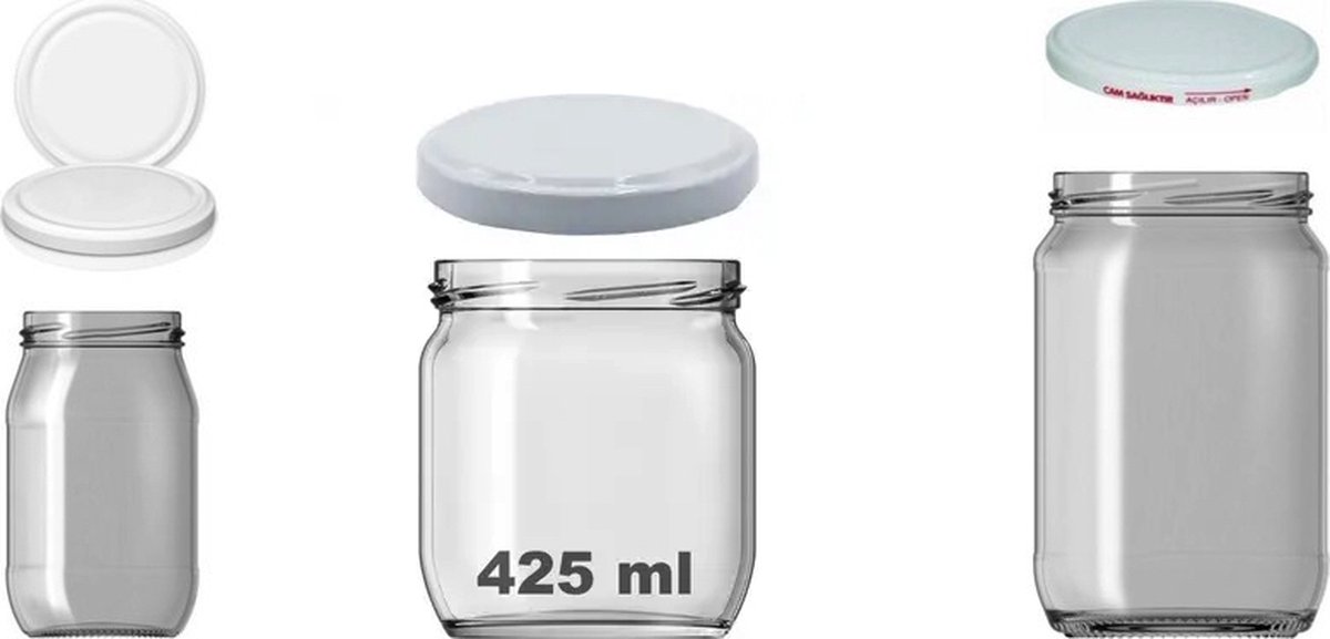 Pasabahce - Glazen Voorraadpotten Incl Deksel - Set van 3 - 660 ml, 425 ml, 370 ml