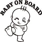 Sticker - Baby On Board - Knipoog - Autosticker Zwart - 12x12cm