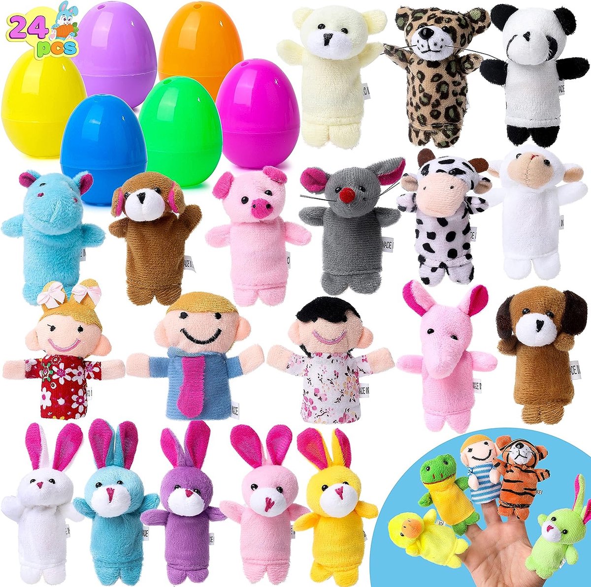 Oeufs de Pâques en peluche avec animaux, jouets de fête surprises