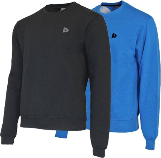 2 Pack Donnay - Fleece sweater ronde hals - Dean - Heren - Maat 3XL - Black&True blue (535)