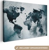 Canvas Wereldkaart - 60x40 - Wanddecoratie Wereldkaart - Abstract - Waterverf