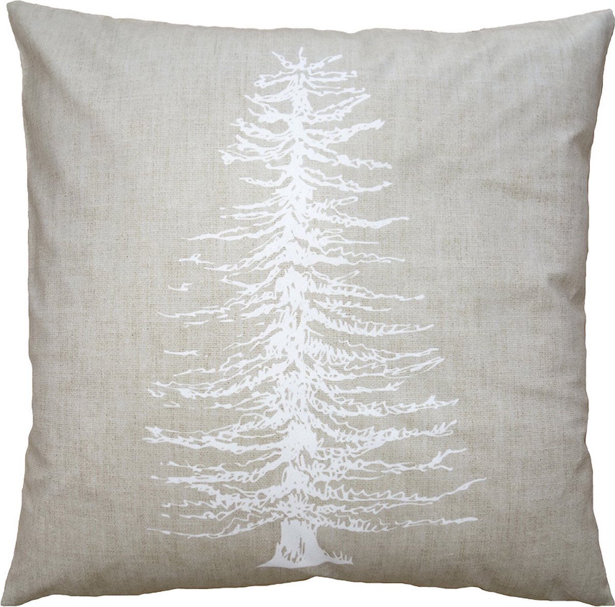 Clayre & Eef Kussenhoes 45x45 cm Beige Wit Polyester Dennenbomen Sierkussenhoes