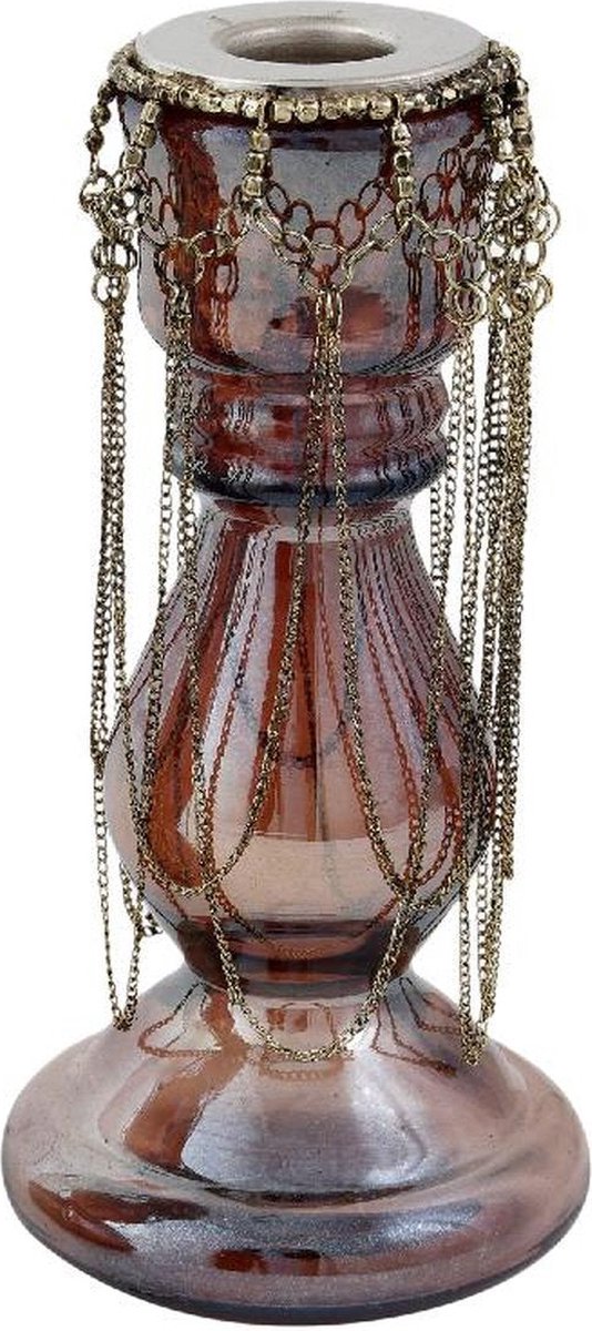 PTMD COLLECTION PTMD Kandelaar Aya - 9x9x18 cm - Glas - Paars