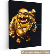 Canvasdoek - Foto op canvas - Woonkamer decoratie - Buddha - Goud - Religie - Boeddha beeld - Luxe - 90x120 cm