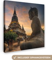 Canvas schilderij - Buddha - Tempel - Boeddha beelden - Spiritualiteit - Schilderijen woonkamer - Foto op canvas - Canvas doek - 20x20 cm - Wanddecoratie