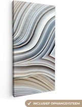 Canvas - Marmerlook - Abstract - Marmer - Blauw - Schilderijen op canvas - Canvas doek - Wanddecoratie - 20x40 cm