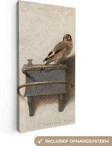 Canvas Schilderij - Het Puttertje - Oude Meester - 20x40 cm - Wanddecoratie - Hout Frame - Vogels - Woonkamer - Slaapkamer Decoratie - Accessoires