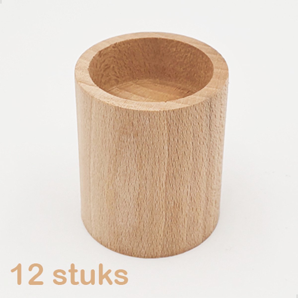 12 Stuks Houten Theelichthoudertjes – Promopack – Blanco – Hout - 6 cm hoog - Kaarsjes houder – Waxinelichtjes - Te Graveren – Meerdere formaten verkrijgbaar