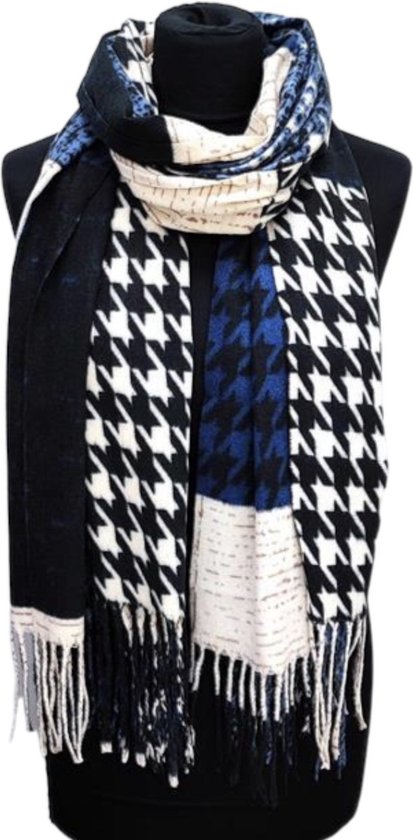 Lange Warme Sjaal - Tweed Print - Blauw - 200 x 70 cm (23-35#)