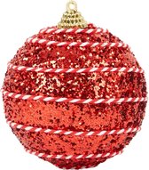 Kerstbal rood wit - kersthanger - kerstboom - xmas - christmas - foam bal