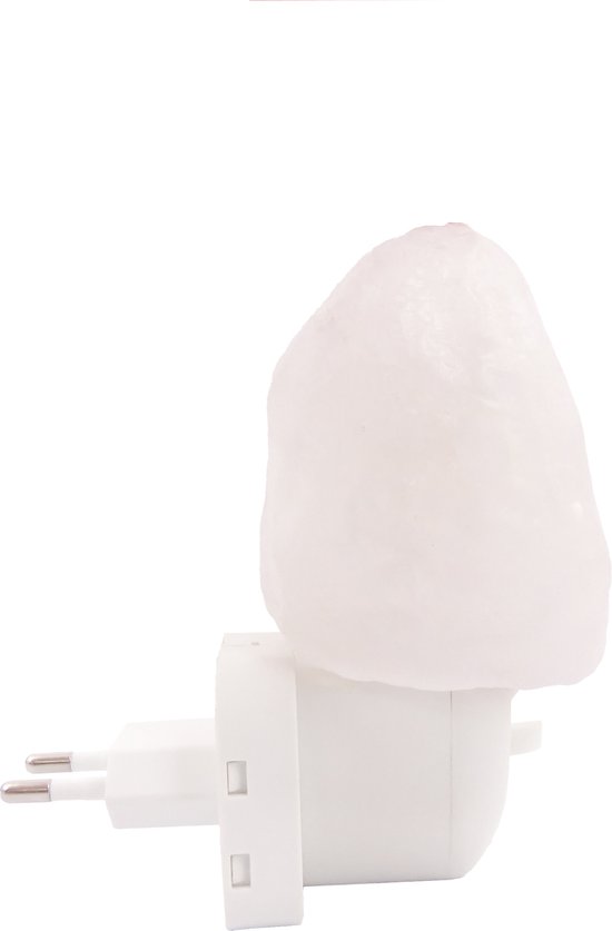 Zoutlamp ROTS - Wit - Nachtlampje met Aan / Uit Schakelaar en Ledlampje - Kinderkamer - Hal - Slaapkamer - Himalayazout - Energiezuinig!