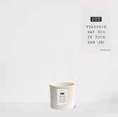 Luxe sierpot 'Potverdorie wat hou ik toch van je' Creme – Cadeau - bloempot voor binnen – pot van 13cm – plantenpot met Ø13 – sierpot voor kamerplant