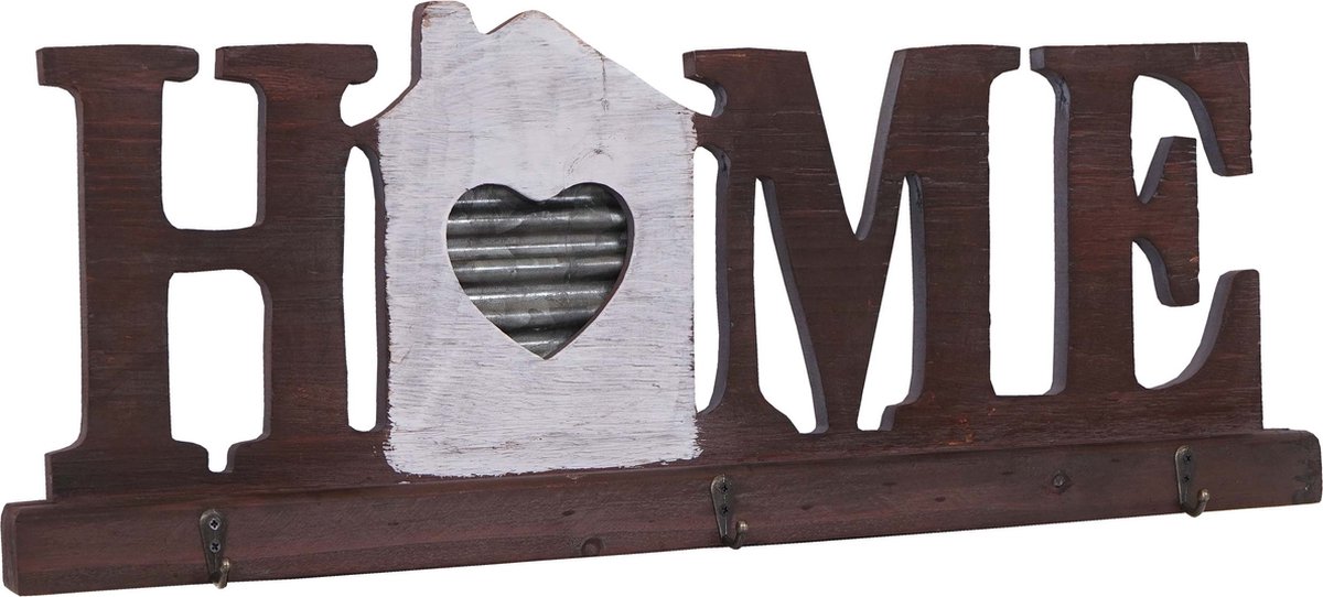 MCW Wandkapstok MCW-A91 Home, kapstokpaneel, landhuis hout metaal bruin