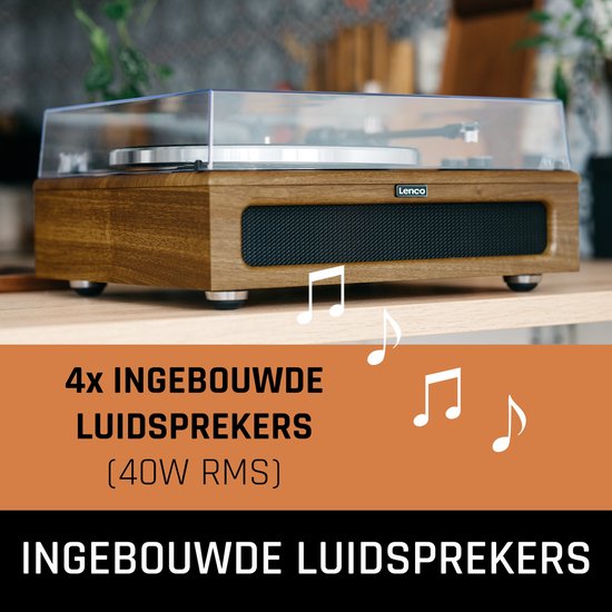 Lenco Platenspeler met Bluetooth - Vier ingebouwde Speakers 40W RMS - LS-410WA - Hout — afbeelding 3