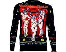 Red nose disctrict kersttrui - Maat XS - Foute Kersttrui - DrunkenDinos - Gebreide kersttrui - Foute trui - Feestkleding - Kerstkleding - Foute kleding - Kerst trui - Kersttrui dames - Kersttrui heren - Lelijke Kersttrui - Grappige Kersttrui -