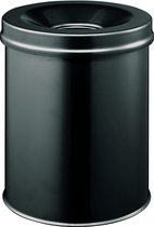 Prullenbak Safe rond, zelfdovend deksel, 15 liter, zwart