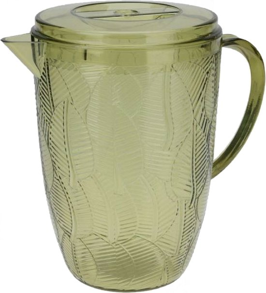 Excellent Houseware Pichet / carafe à eau - 2x - vert - 2500 ML - plastique - D14 x H21 cm