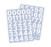 Cijfer stickers / Plaknummers - Stickervellen Set - Wit - 4cm hoog - Geschikt voor binnen en buiten - Standaard lettertype - Glans