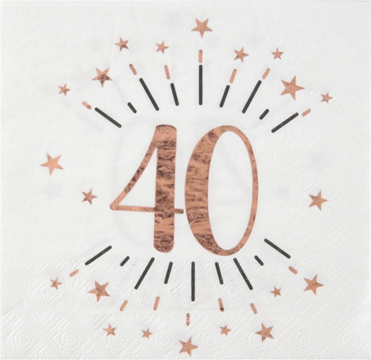 Santex Verjaardag feest servetten leeftijd - 10x - 40 jaar - rose goud - 33 x 33 cm