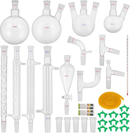 Kit de verrerie de laboratoire de chimie organique, 24/40 articulations, 32  pièces,... | bol