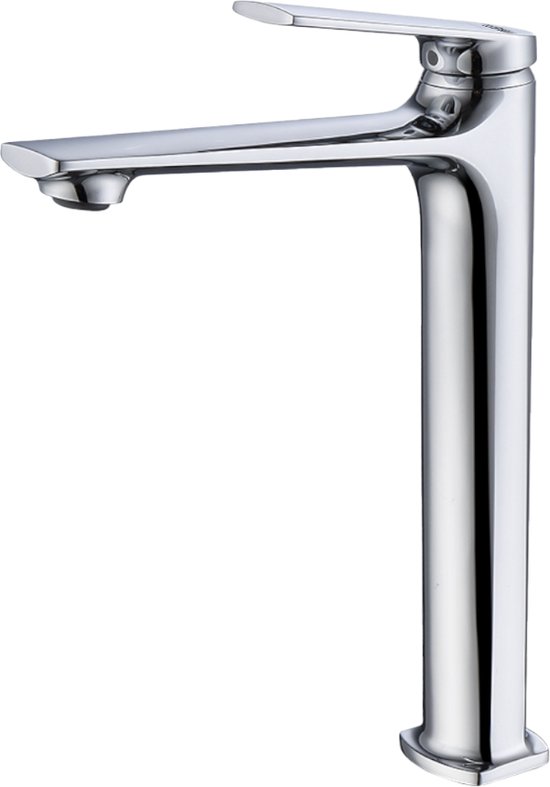 EcoRain - Mitigeur Lavabo Haut Olivia - Economie d'eau - Inox et Messing - Garantie 5 Ans - Chrome