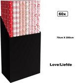 60x Rouleau de papier d'emballage 70cm x 200cm Assortiment Amour - Amour - party à Fête Amour emballage cadeau différents modèles