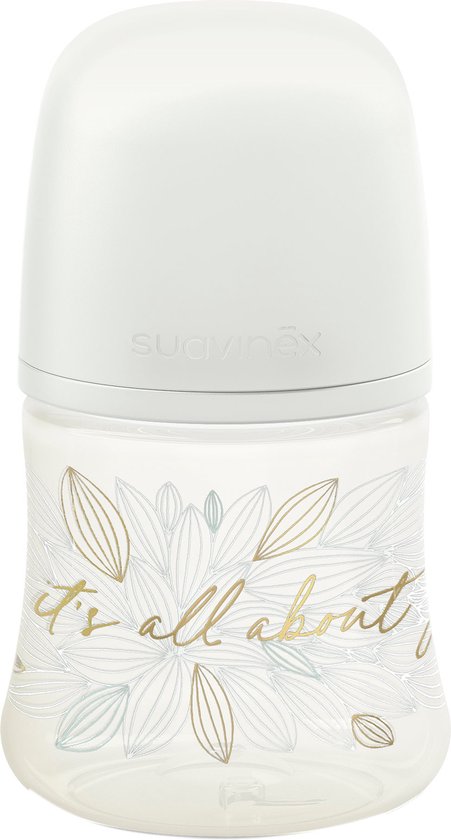Babyflesje - Suavinex Gold Slow Flow Grijs 150ml Silicone Fles SXSGX1080163